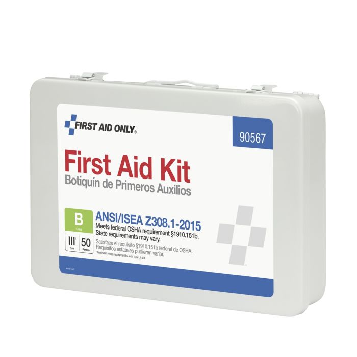 First Aid Only 90567 50 Person First Aid Kit, ANSI 2015 Class B,  Metal Case