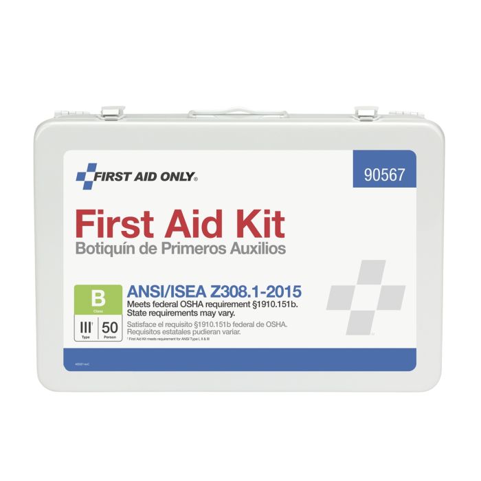 First Aid Only 90567 50 Person First Aid Kit, ANSI 2015 Class B,  Metal Case