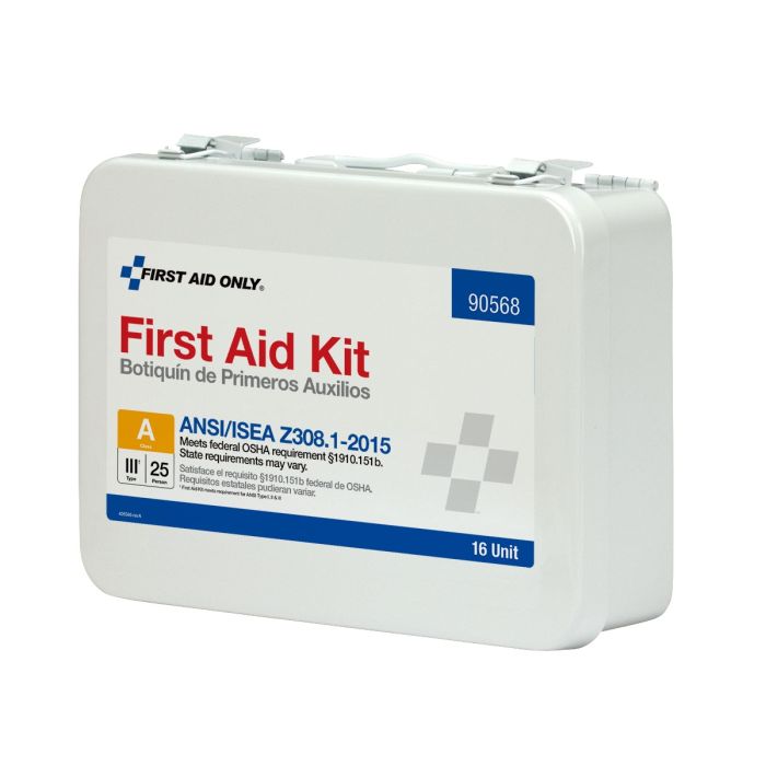 First Aid Only 90568 16 Unit First Aid Kit, ANSI 2015 Class A,  Metal Case