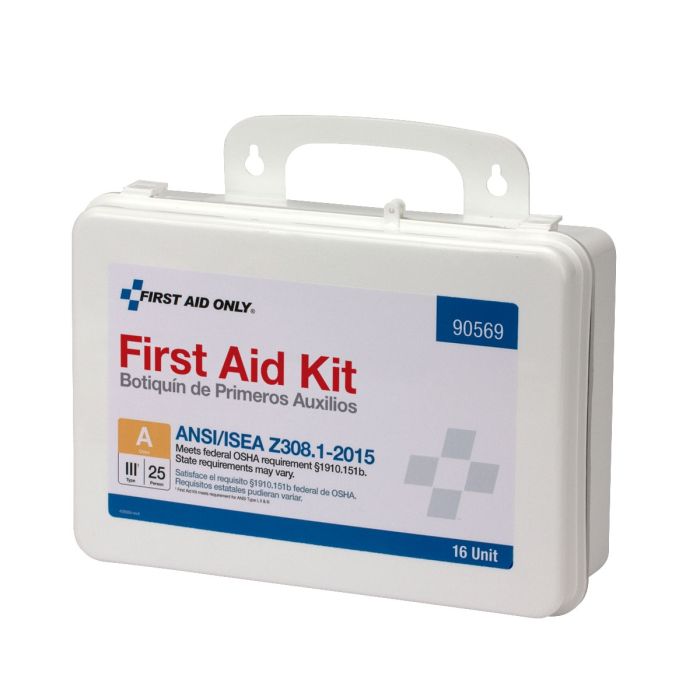 First Aid Only 90569 16 Unit First Aid Kit, ANSI 2015 Class A,  Plastic Case