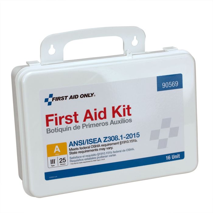 First Aid Only 90569 16 Unit First Aid Kit, ANSI 2015 Class A,  Plastic Case