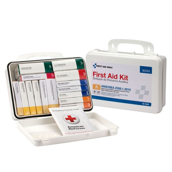 First Aid Only 90569 16 Unit First Aid Kit, ANSI 2015 Class A,  Plastic Case