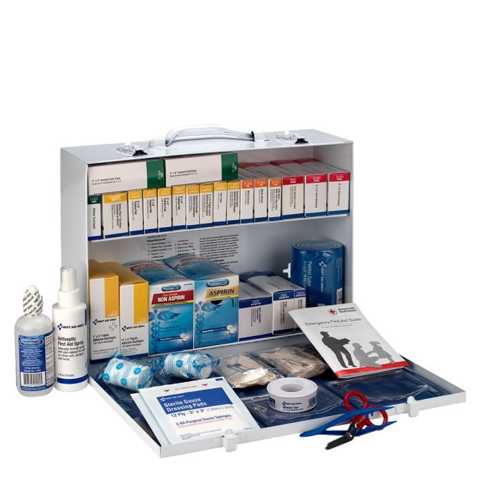 First Aid Only 90573 2 Shelf First Aid ANSI 2015 Class B+ Metal Cabinet, with Meds