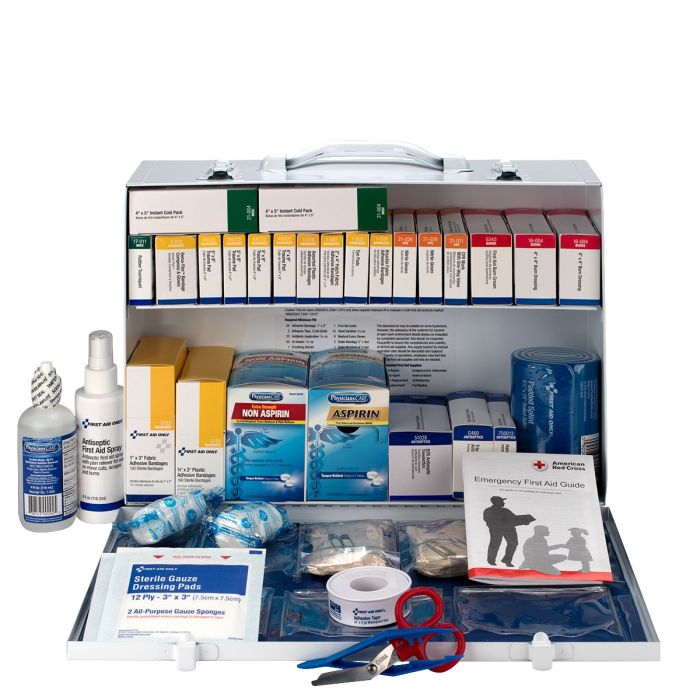 First Aid Only 90573 2 Shelf First Aid ANSI 2015 Class B+ Metal Cabinet, with Meds