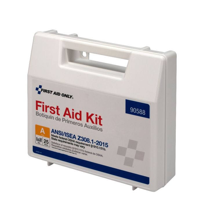 First Aid Only 90588 25 Person First Aid Kit, ANSI 2015 Class A, Plastic Case with Dividers