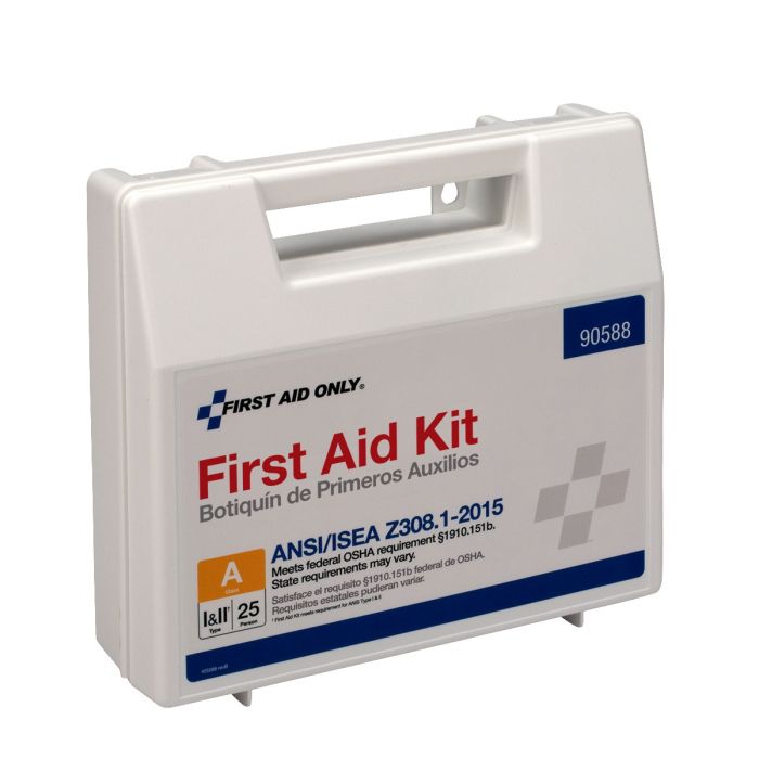 First Aid Only 90588 25 Person First Aid Kit, ANSI 2015 Class A, Plastic Case with Dividers