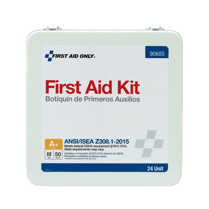 First Aid Only 90600 24 Unit First Aid Kit, ANSI 2015 Class A+,  Metal Case