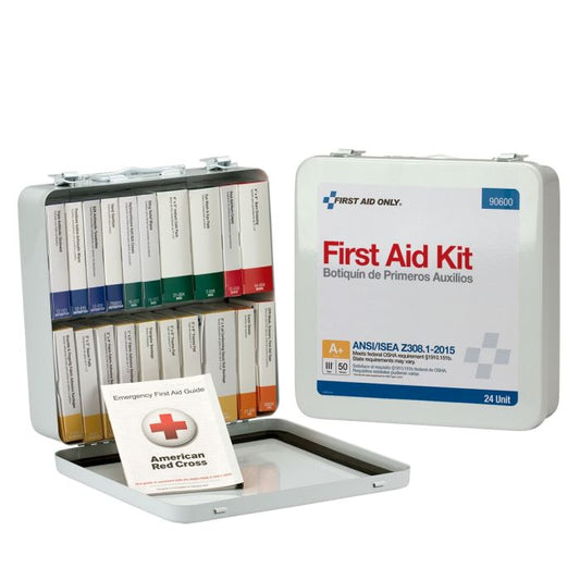 First Aid Only 90600 24 Unit First Aid Kit, ANSI 2015 Class A+,  Metal Case