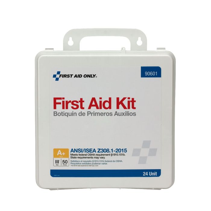 First Aid Only 90601 24 Unit First Aid Kit, ANSI 2015 Class A+,  Plastic Case