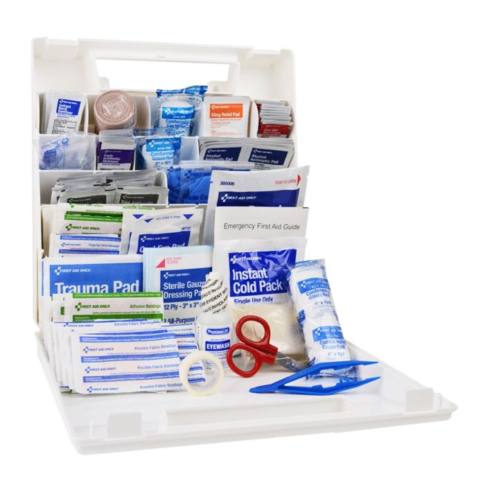 First Aid Only 90639 50 Person First Aid Kit, ANSI 2015 Class A+, Plastic Case with Dividers