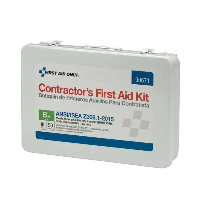 First Aid Only 90671 50 Person Contractor ANSI 2015 Class B+ First Aid Kit, Metal Case