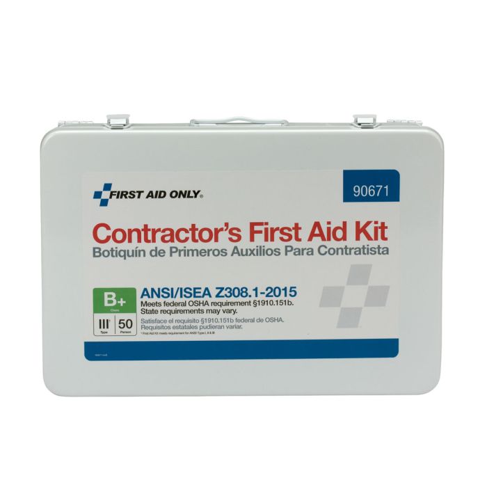 First Aid Only 90671 50 Person Contractor ANSI 2015 Class B+ First Aid Kit, Metal Case