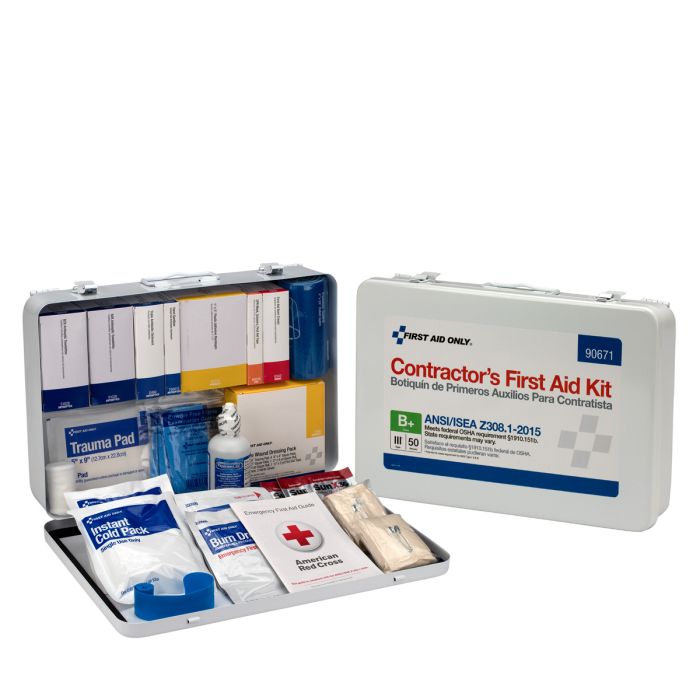 First Aid Only 90671 50 Person Contractor ANSI 2015 Class B+ First Aid Kit, Metal Case