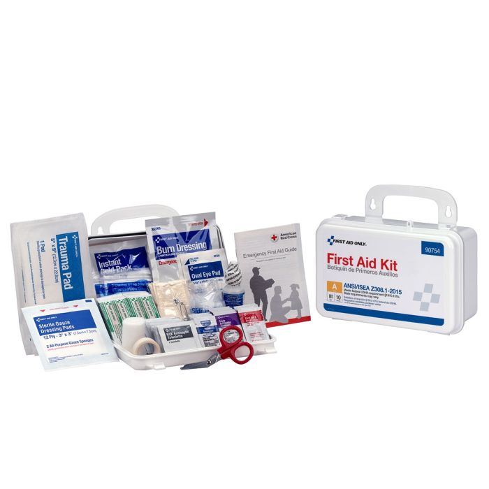 First Aid Only 90754 10 Person First Aid Kit, ANSI 2015 Class A, Plastic Case