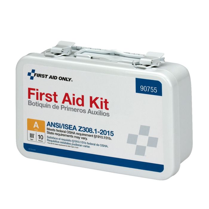 First Aid Only 90755 10 Person First Aid Kit, ANSI 2015 Class A, Metal Case