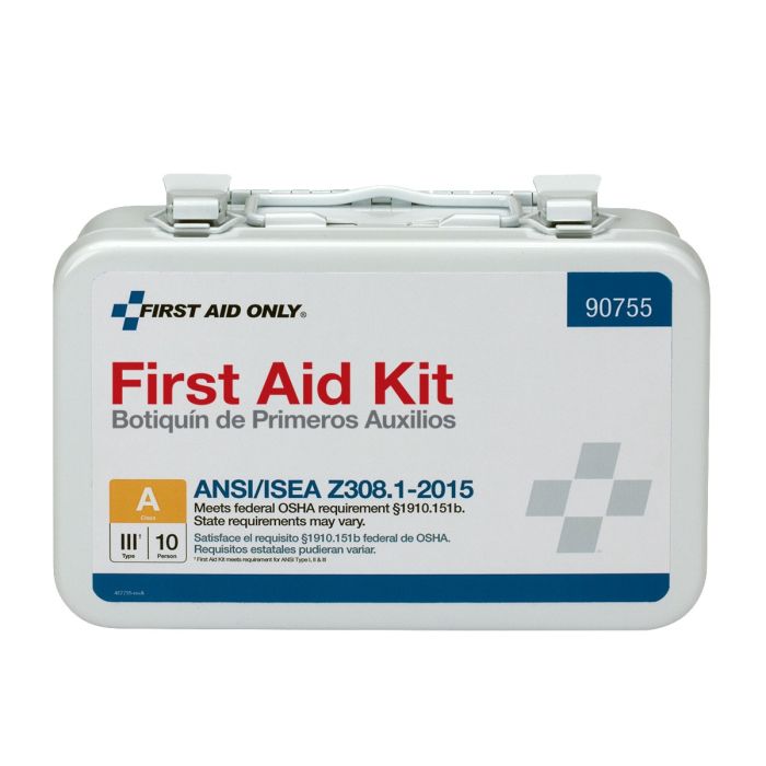 First Aid Only 90755 10 Person First Aid Kit, ANSI 2015 Class A, Metal Case