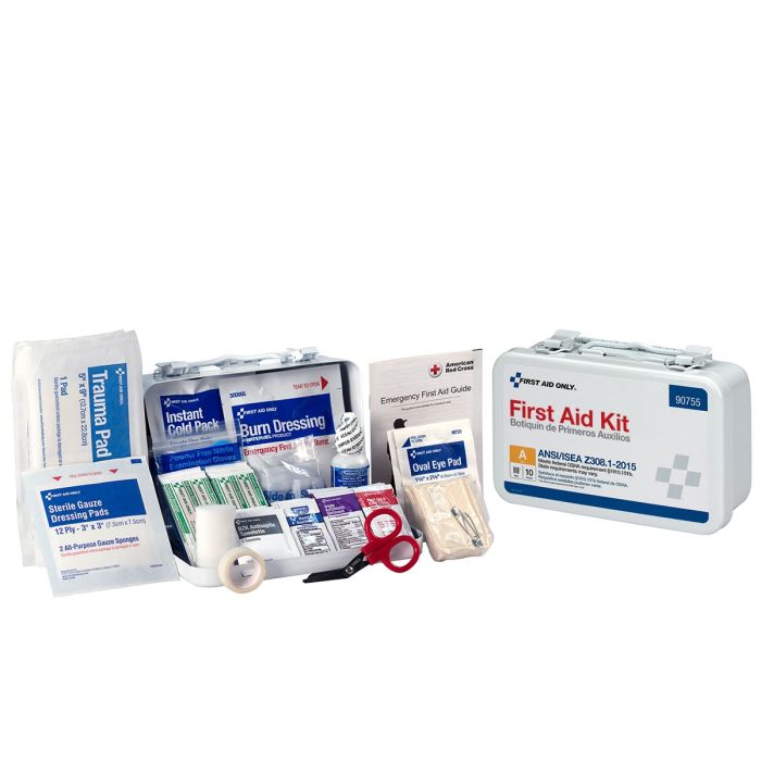 First Aid Only 90755 10 Person First Aid Kit, ANSI 2015 Class A, Metal Case