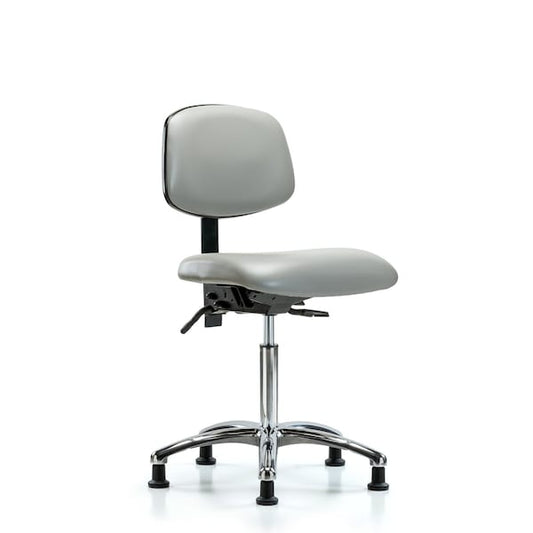 Blue Ridge Ergonomics VMBCH-CR-T0-A0-NF-RG-8567 Rutledge Vinyl Chair Chrome - Medium Bench Height with Stationary Glides in Dove Trailblazer™ Vinyl