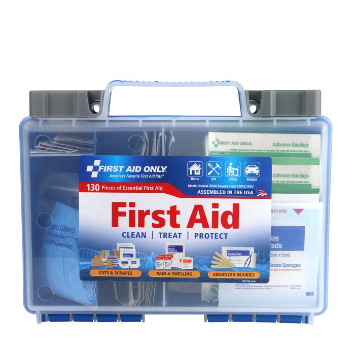 First Aid Only 91299 25 Person Bulk Clear Front, 130 Pieces, Medium Plastic Case