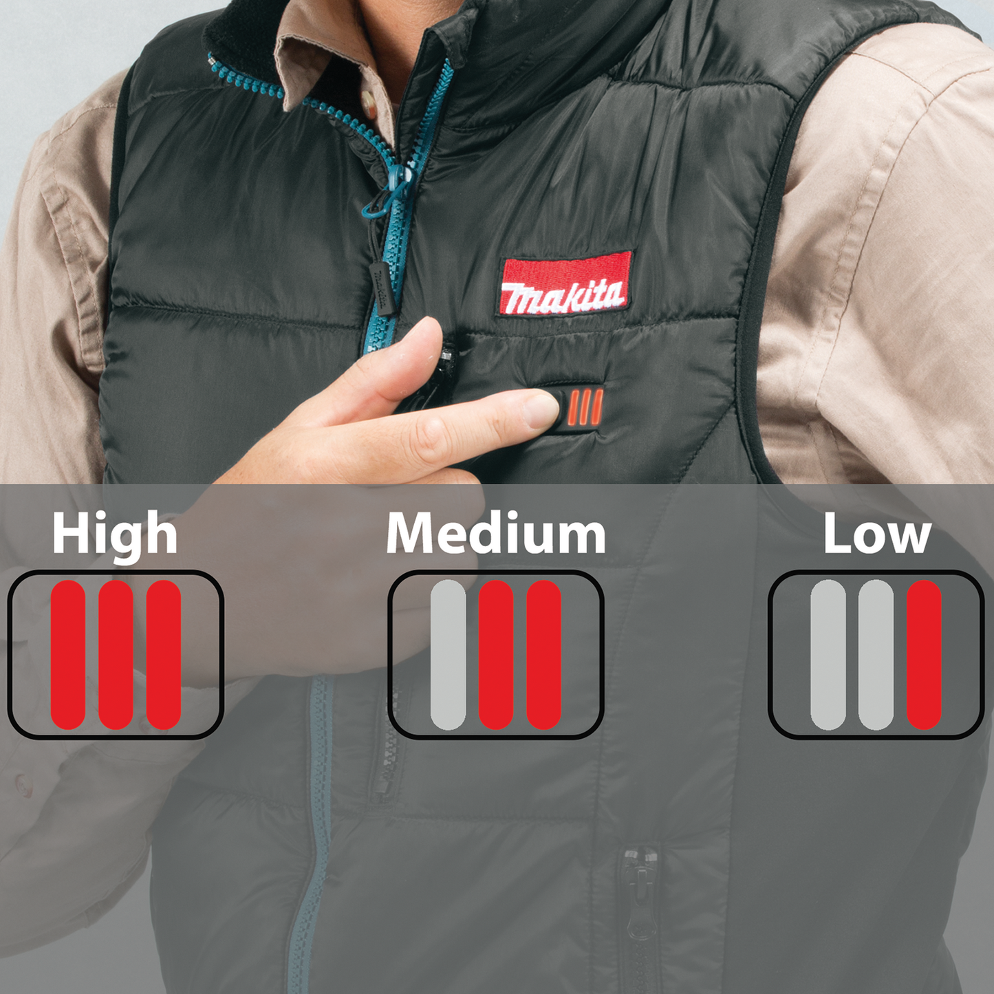 Makita DCV200Z3XL 18V LXT® Lithium‘Ion Cordless Heated Vest, Vest Only (Black, 3XL)