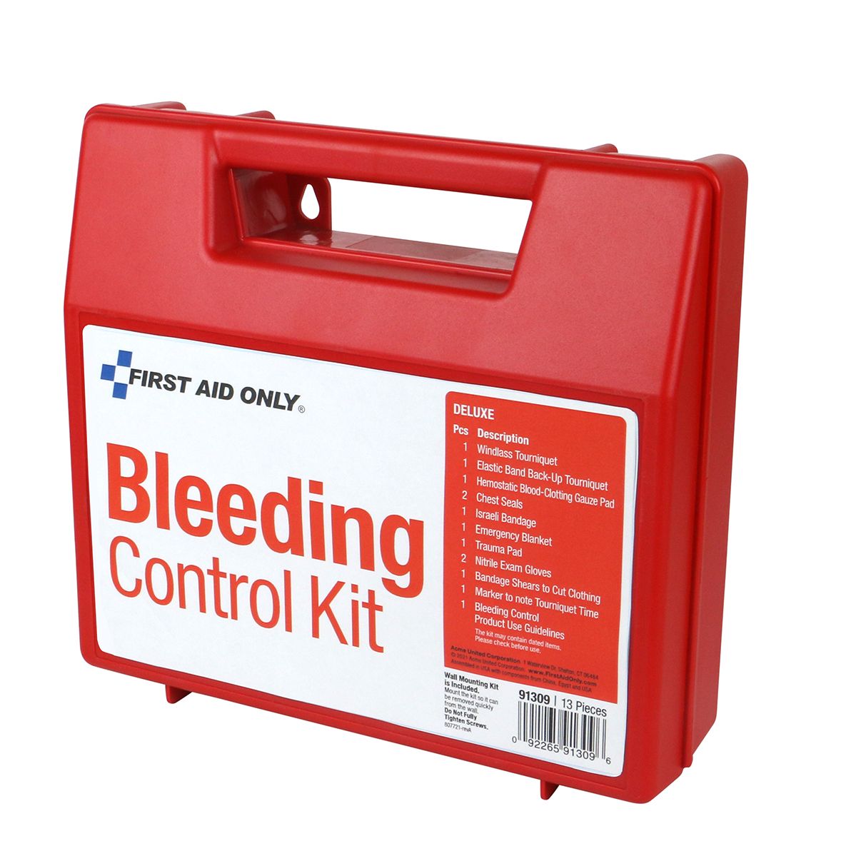 First Aid Only 91309 Bleeding Control Wall Station Single Kit -Deluxe