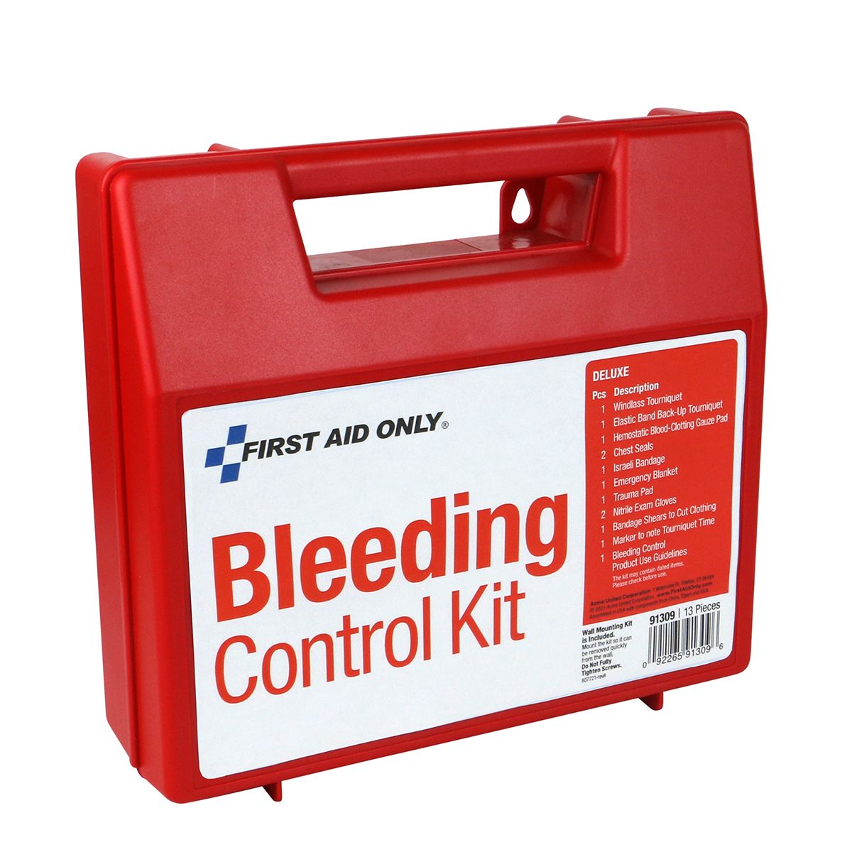 First Aid Only 91309 Bleeding Control Wall Station Single Kit -Deluxe