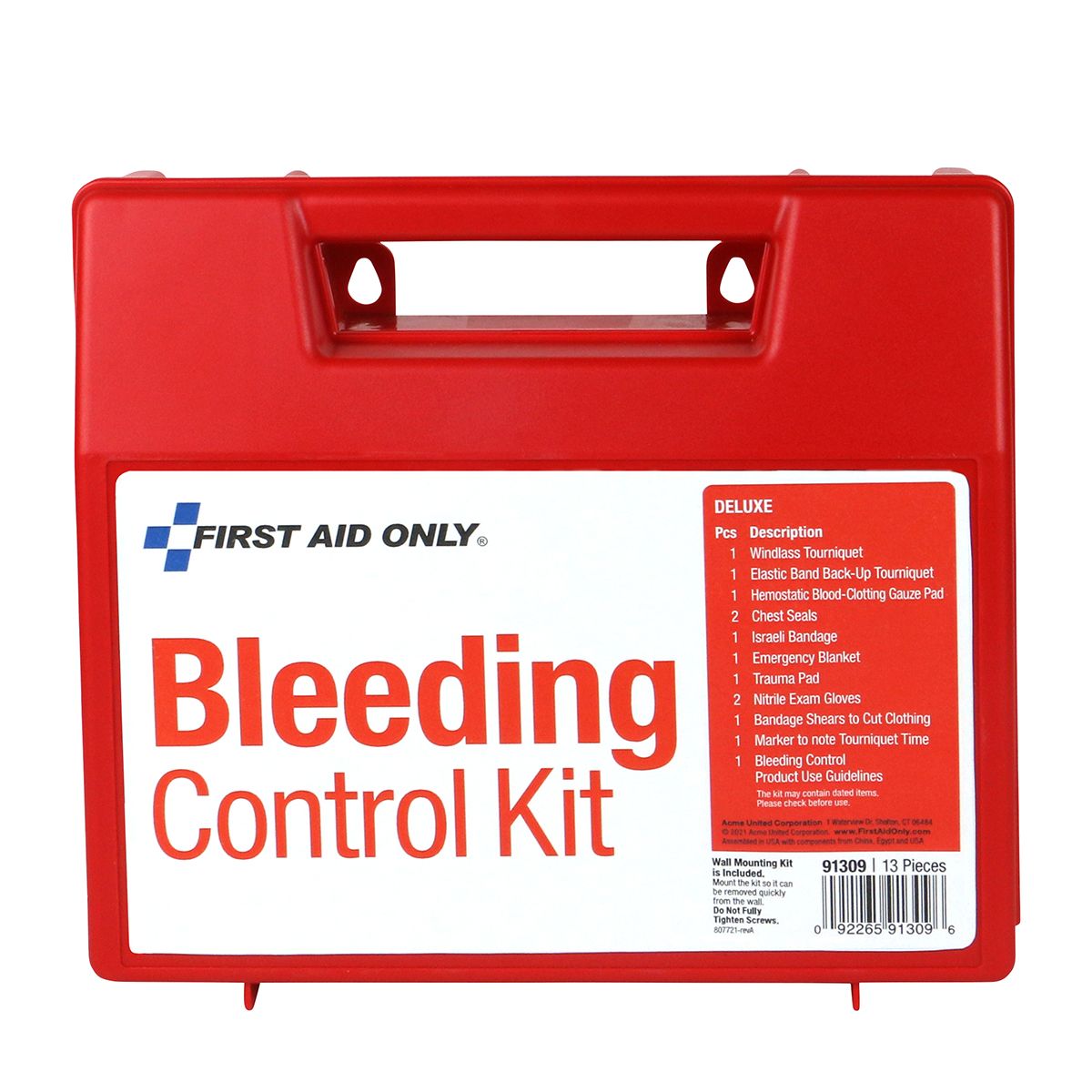 First Aid Only 91309 Bleeding Control Wall Station Single Kit -Deluxe