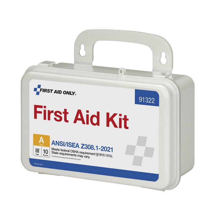 First Aid Only 91322 10 Person ANSI 2021 Class A, Plastic First Aid Kit