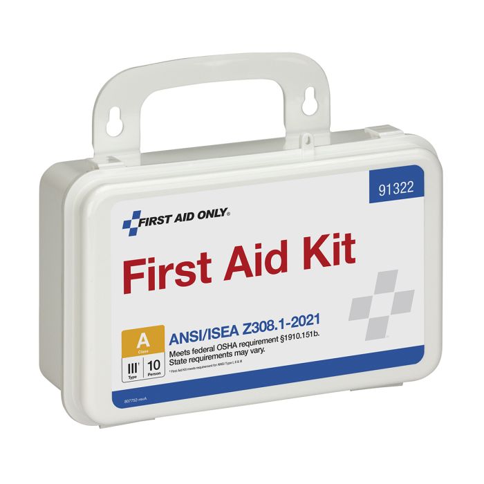 First Aid Only 91322 10 Person ANSI 2021 Class A, Plastic First Aid Kit