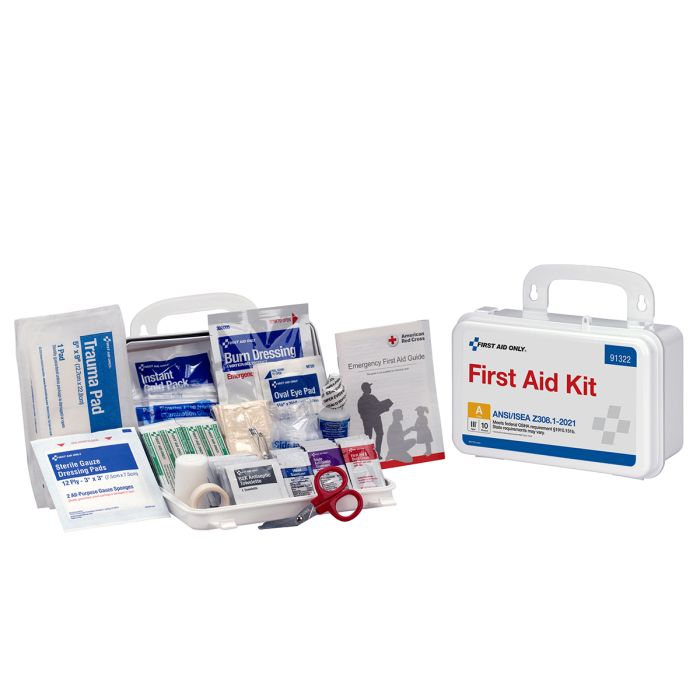 First Aid Only 91322 10 Person ANSI 2021 Class A, Plastic First Aid Kit