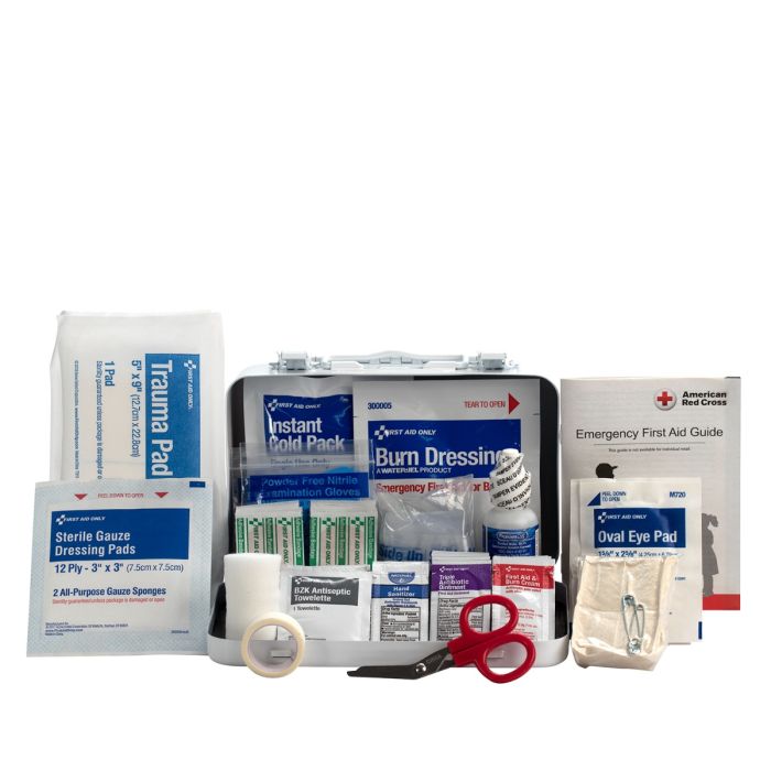 First Aid Only 91323 10 Person ANSI 2021 Class A, Metal First Aid Kit