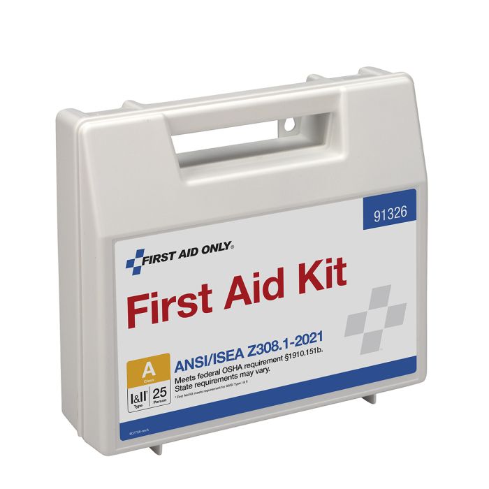 First Aid Only 91326 25 Person ANSI 2021 Class A, Plastic First Aid Kit with Dividers