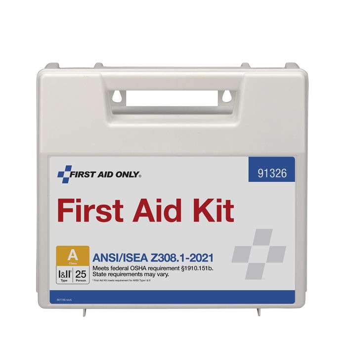 First Aid Only 91326 25 Person ANSI 2021 Class A, Plastic First Aid Kit with Dividers