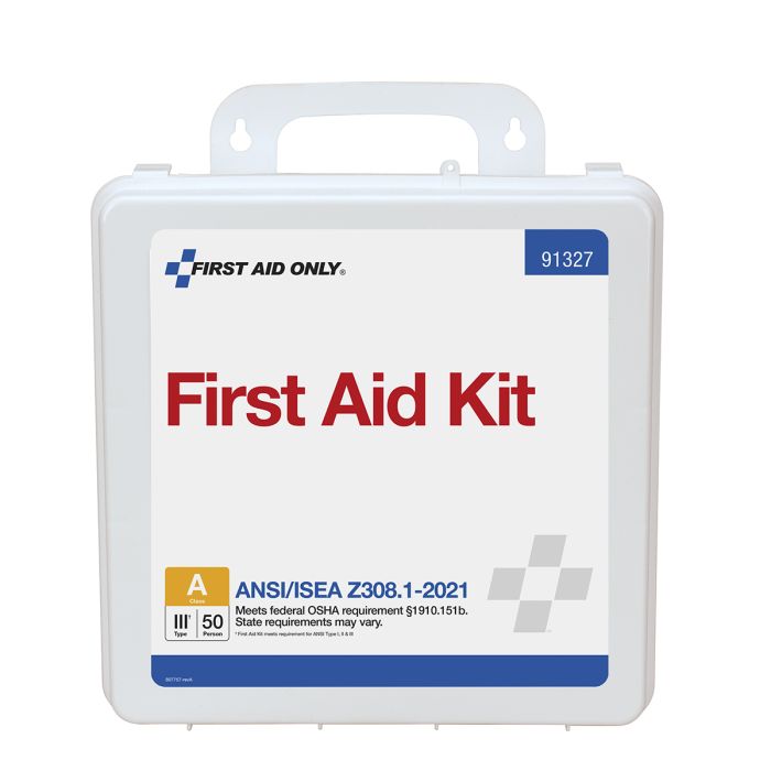 First Aid Only 91327 50 Person ANSI 2021 Class A, Plastic First Aid Kit