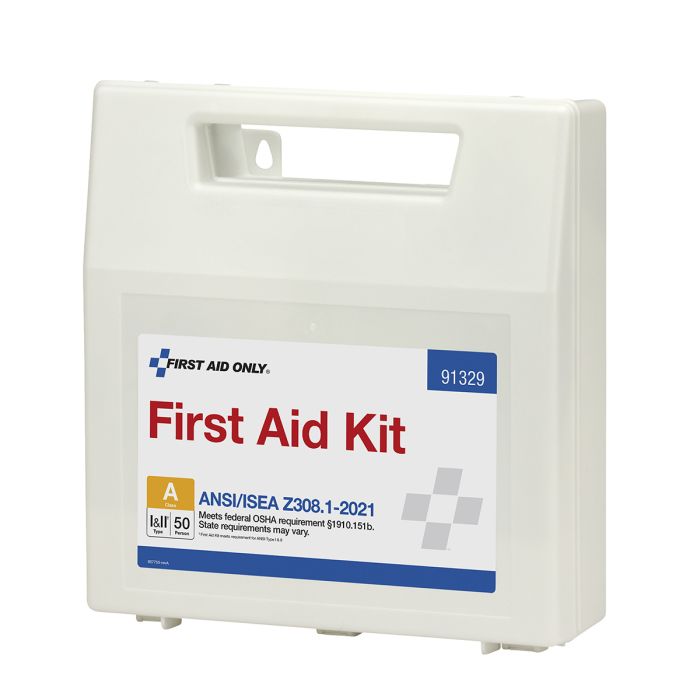 First Aid Only 91329 50 Person ANSI 2021 Class A, Plastic First Aid Kit with Dividers