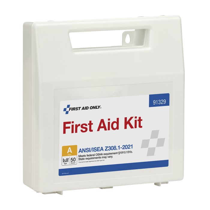 First Aid Only 91329 50 Person ANSI 2021 Class A, Plastic First Aid Kit with Dividers