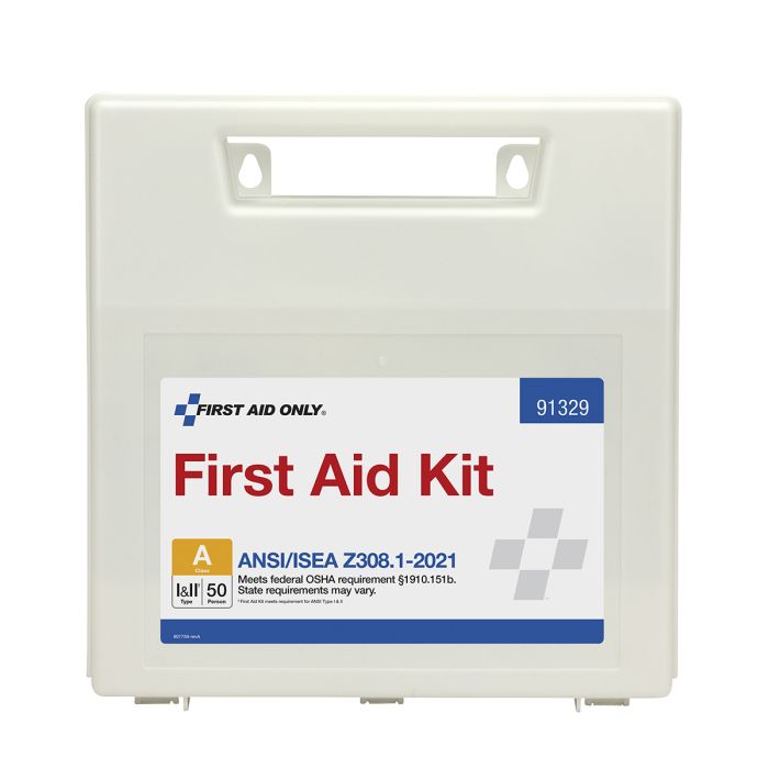 First Aid Only 91329 50 Person ANSI 2021 Class A, Plastic First Aid Kit with Dividers