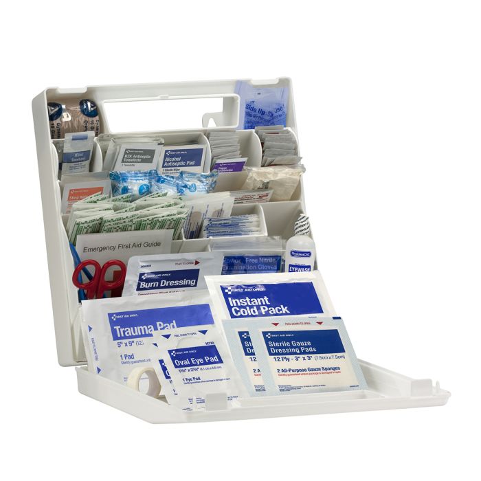 First Aid Only 91329 50 Person ANSI 2021 Class A, Plastic First Aid Kit with Dividers