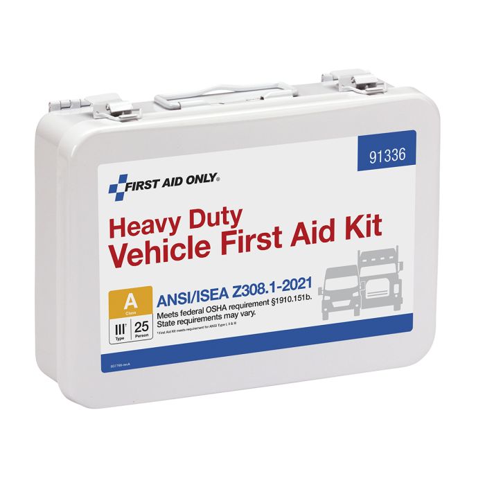 First Aid Only 91336 25 Person ANSI 2021 Class A, Heavy Duty Vehicle Metal First Aid Kit