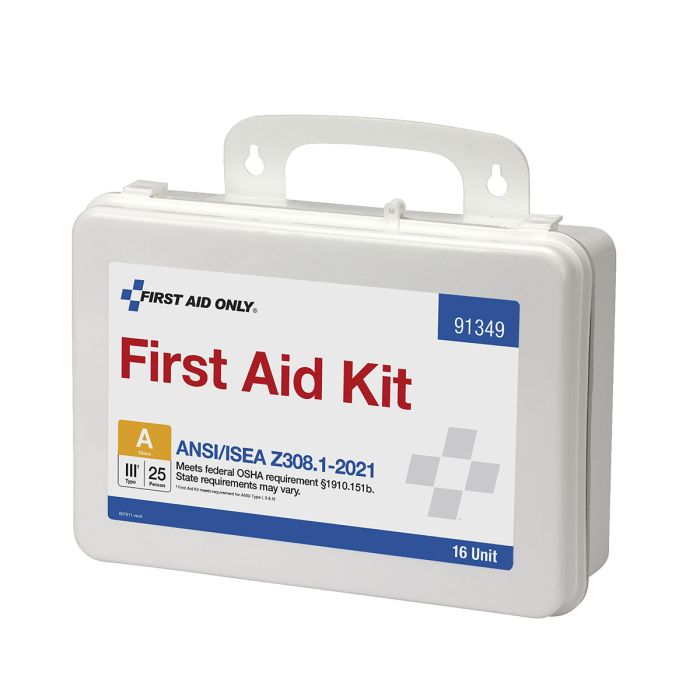 First Aid Only 91349 25 Person ANSI 2021 Class A, 16 Unit Plastic First Aid Kit