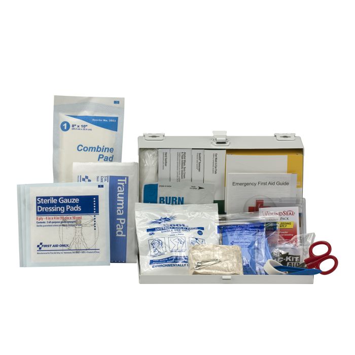 First Aid Only 91350 25 Person ANSI 2021 Class A, Contractor Metal First Aid Kit