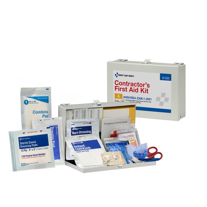 First Aid Only 91350 25 Person ANSI 2021 Class A, Contractor Metal First Aid Kit