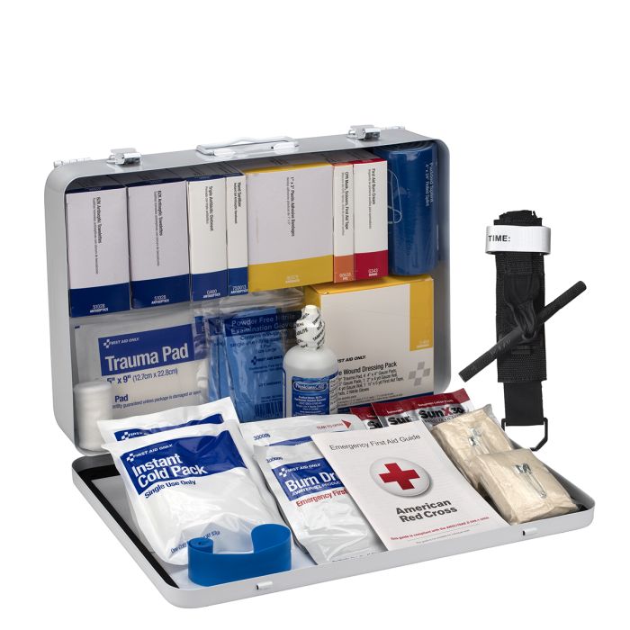 First Aid Only 91351 50 Person ANSI 2021 Class B, Contractor Metal First Aid Kit