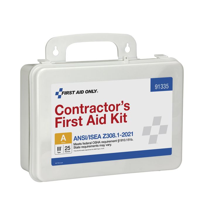 First Aid Only 91335 25 Person ANSI 2021 Class A, Contractor Plastic First Aid Kit