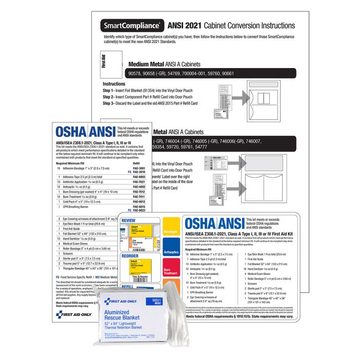 First Aid Only 91365 SC ANSI 2021 Class A Conversion Kit