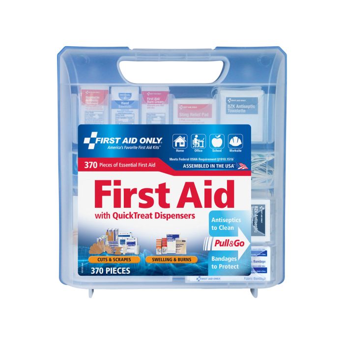 First Aid Only 91407 QuickTreat Dispenser Plastic First Aid Kit, 370 pc