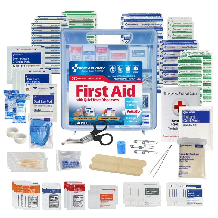 First Aid Only 91407 QuickTreat Dispenser Plastic First Aid Kit, 370 pc