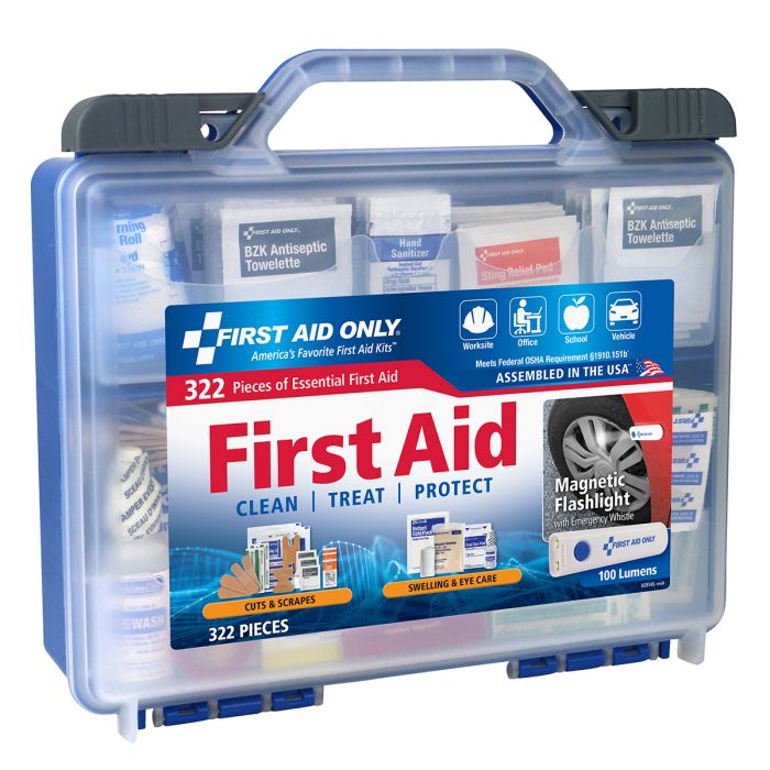 First Aid Only 91414 Clear Cover Intermediate First Aid Kit, 322 pc w/ Flashlight