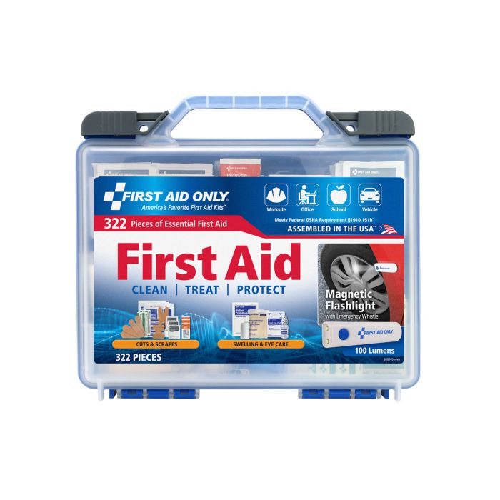 First Aid Only 91414 Clear Cover Intermediate First Aid Kit, 322 pc w/ Flashlight