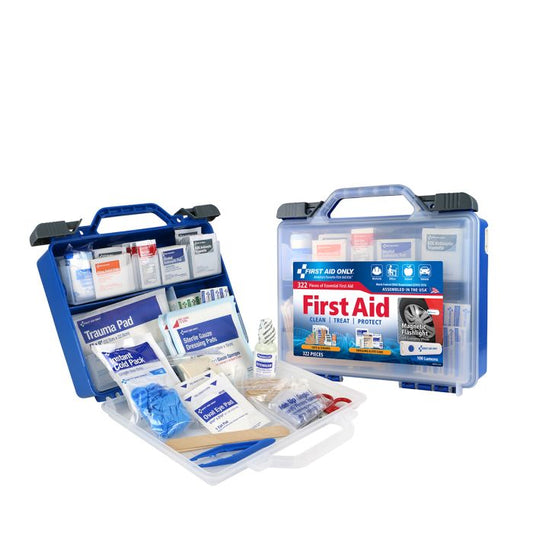 First Aid Only 91414 Clear Cover Intermediate First Aid Kit, 322 pc w/ Flashlight